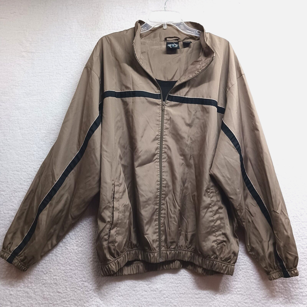 SB Tech Men's Windbreaker‎ Jacket Mesh Lined Brown Size XL Full Zip
